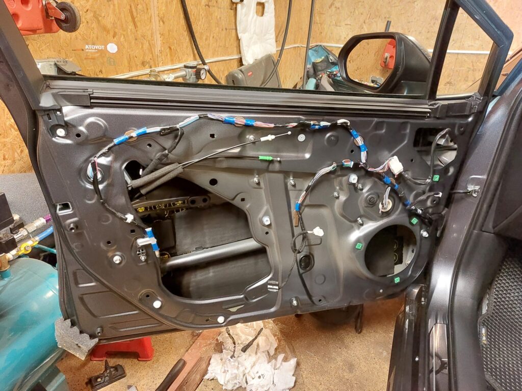 CTK sound deadening applied inside 2024 Toyota Corolla front door