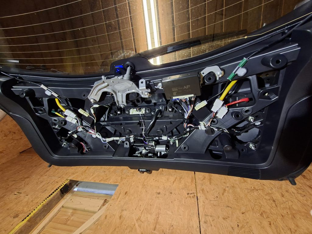 2024 Toyota Corolla tailgate interior with trim removed