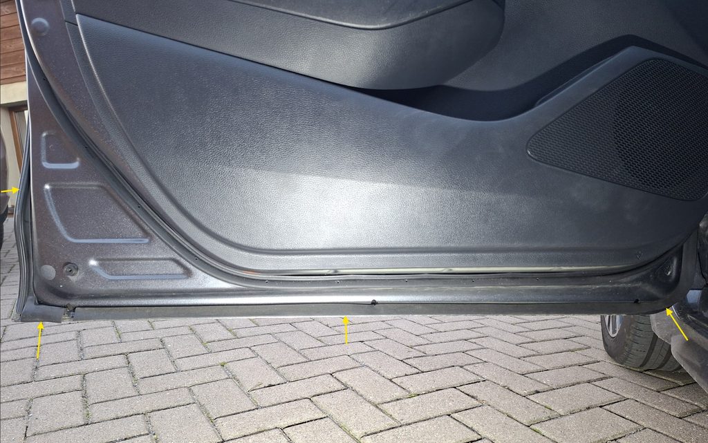 Toyota Corolla front door additional lower rubber seal installation