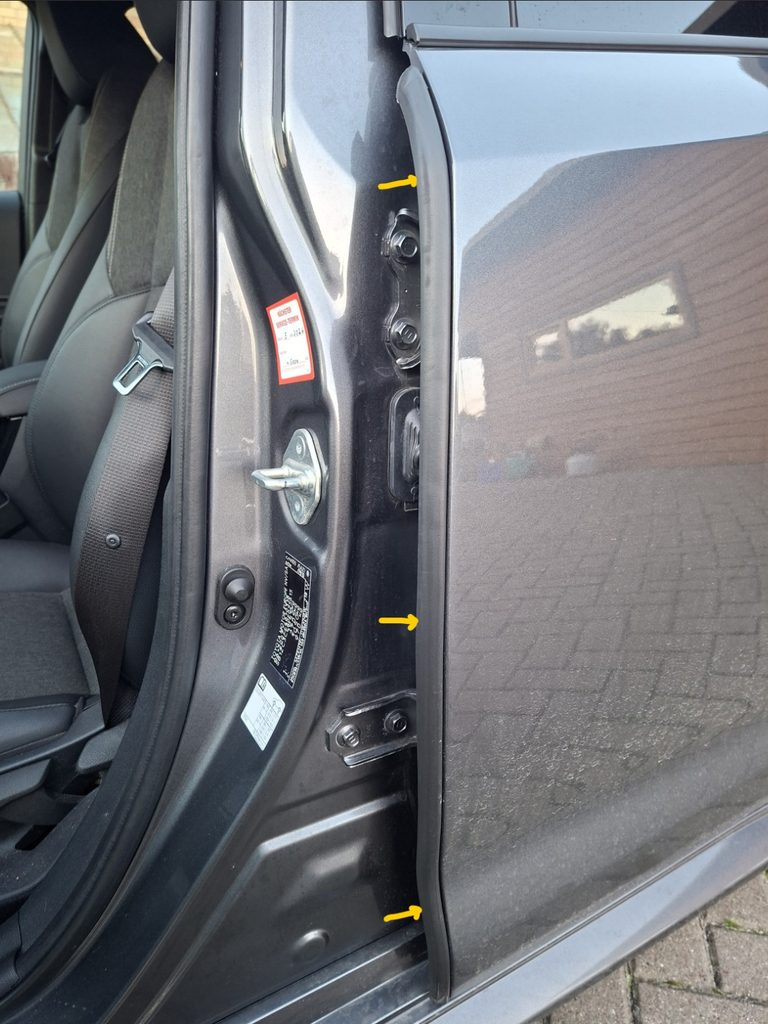 Toyota Corolla additional rubber seal between front and rear doors