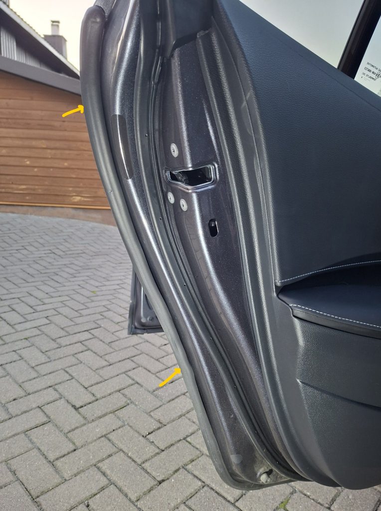 Toyota Corolla additional rubber seal installed around rear door edge